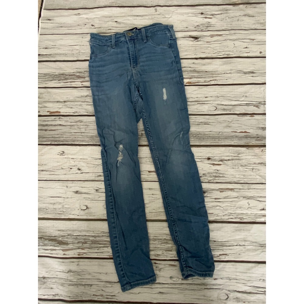 Hollister High Rise Jean Legging Medium Wash Distressed Skinny Jeans W27 L26 5S